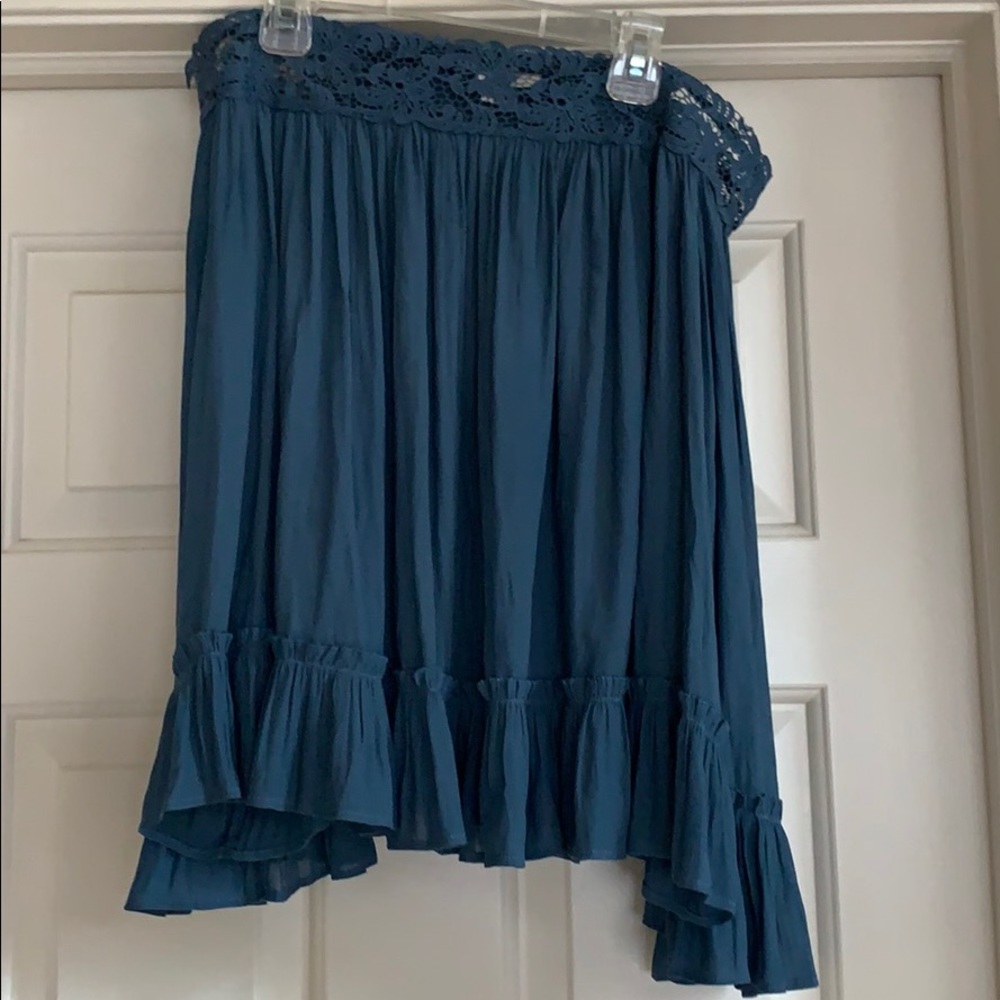 Blue off the shoulder blouse